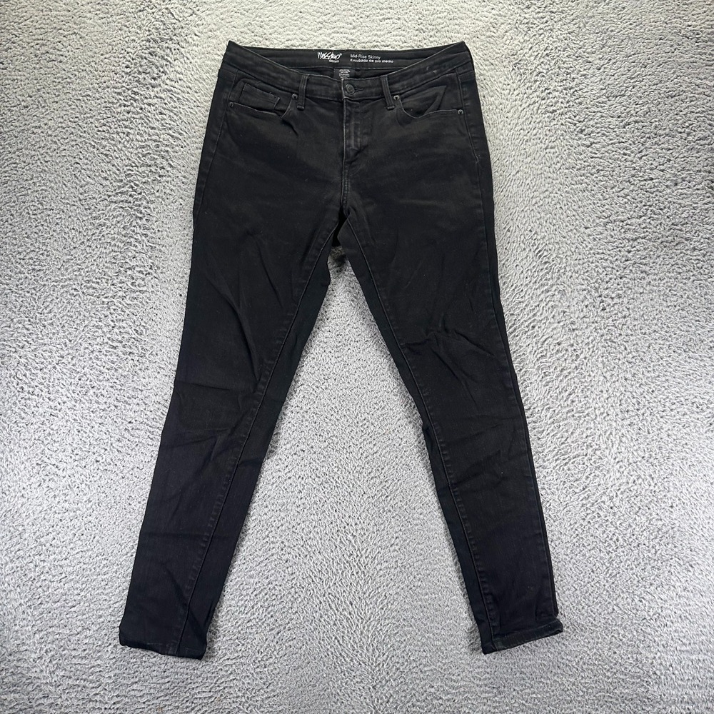 Mossimo Jeans Womens 10‎ Black Cotton Denim Skinny Mid-Rise Workwear Stretch